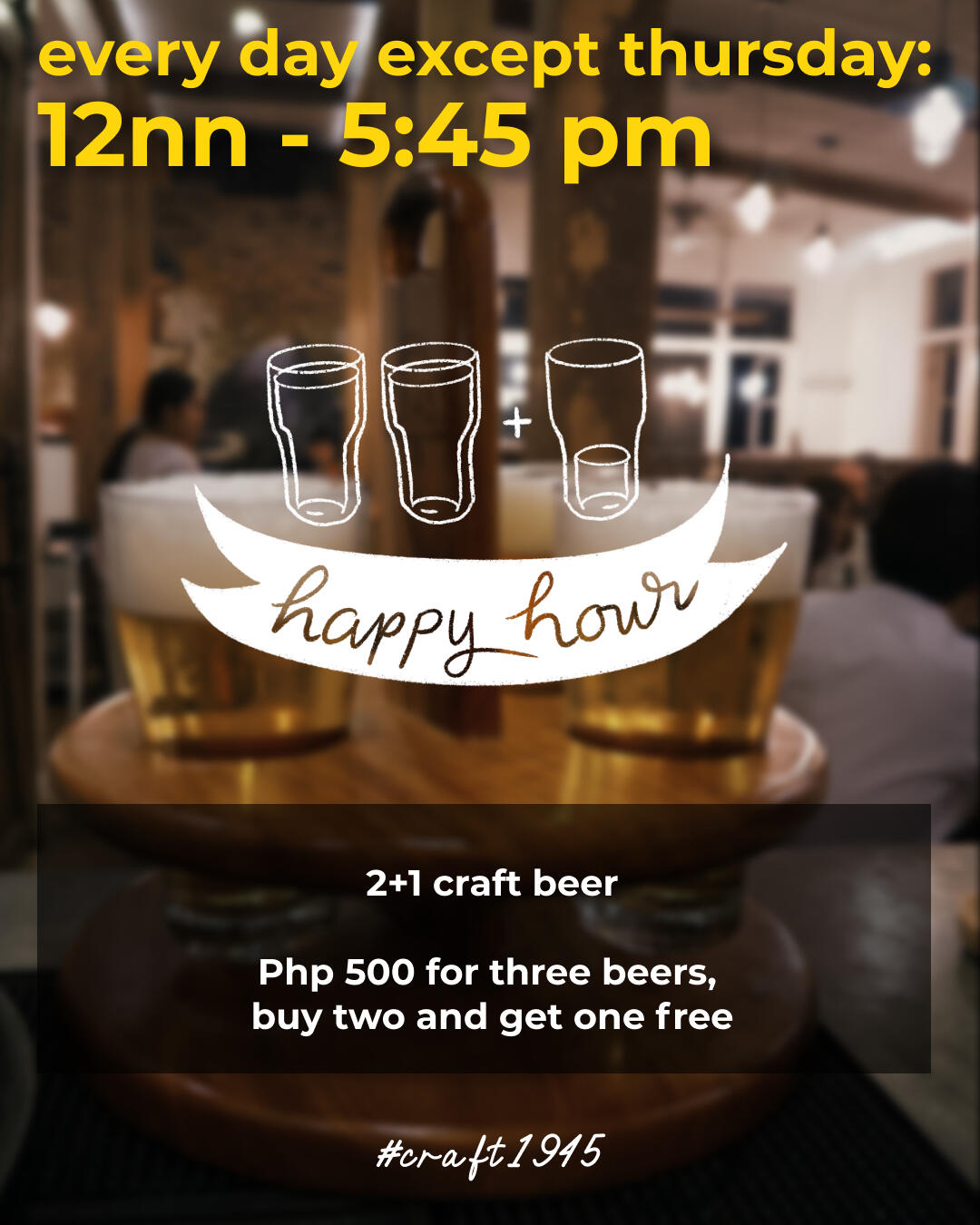 Daily happy hour Daily happy hour